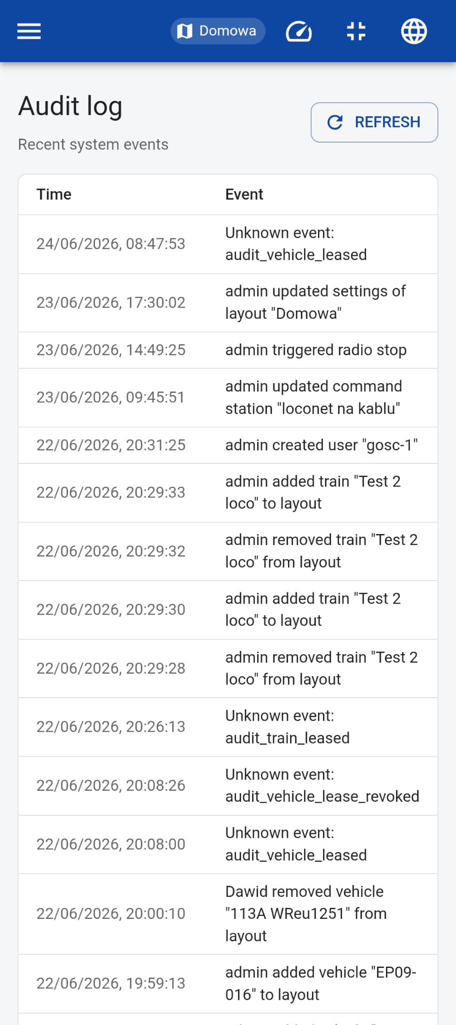 Audit log